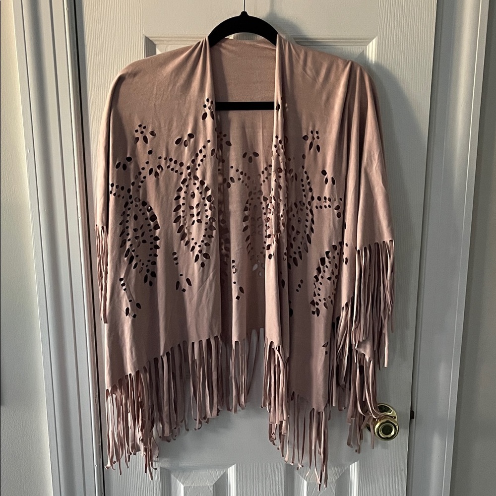Pink Fringe Shawl with Pattern